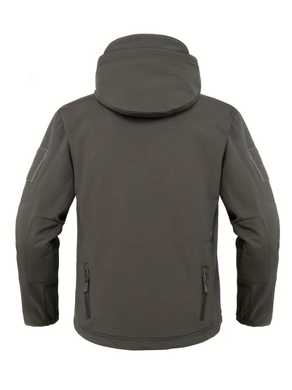 Chaqueta softshell para hombre para actividades al aire libre, con capucha y forro cálido cortavientos