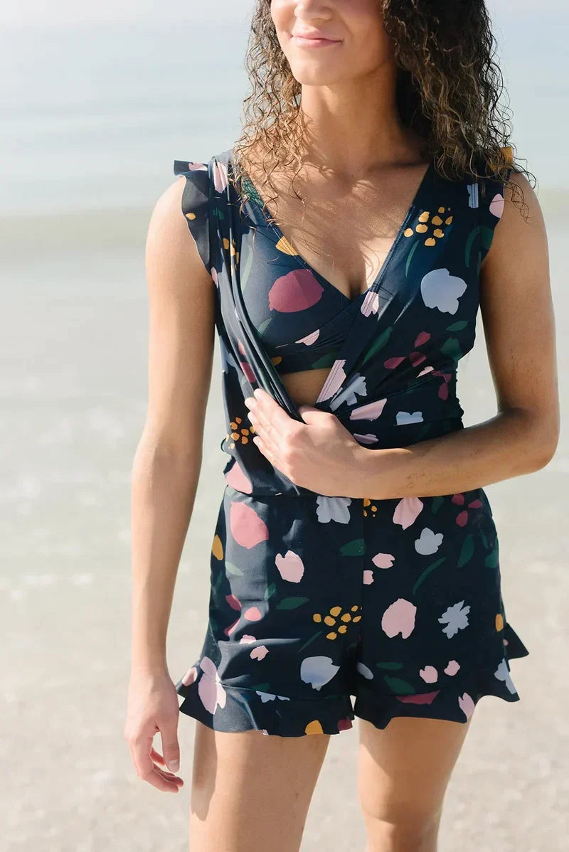 Full body swimsuit with integrated bra breastfeeding-friendly - Sheena