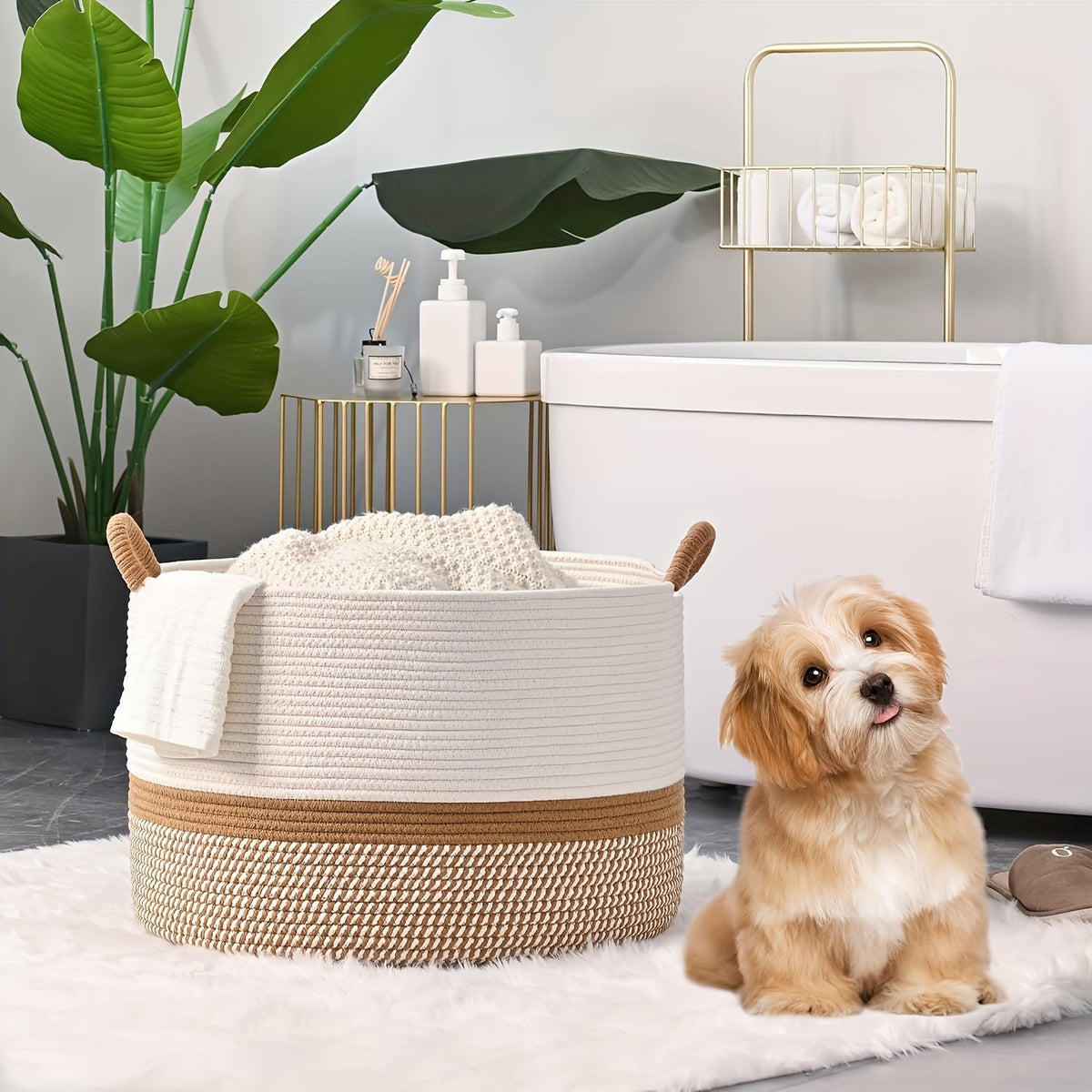 Cesta de almacenamiento de algodón estilo boho - Solución práctica y con estilo
