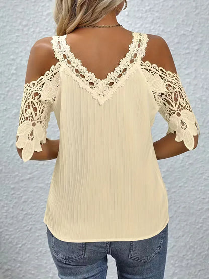 off-shoulder T-shirt with lace