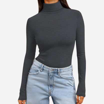 Top da donna a maniche lunghe con collo alto