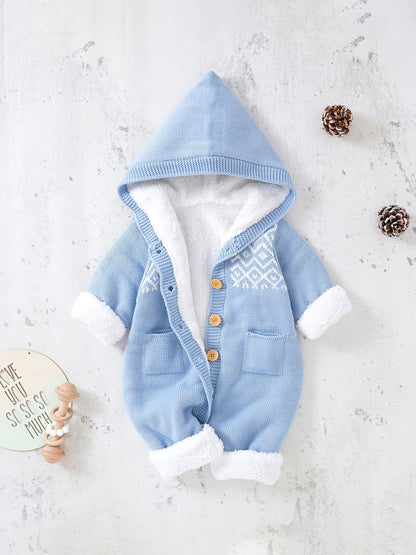 Baby knitted jumpsuit with hood – Warm and comfortable