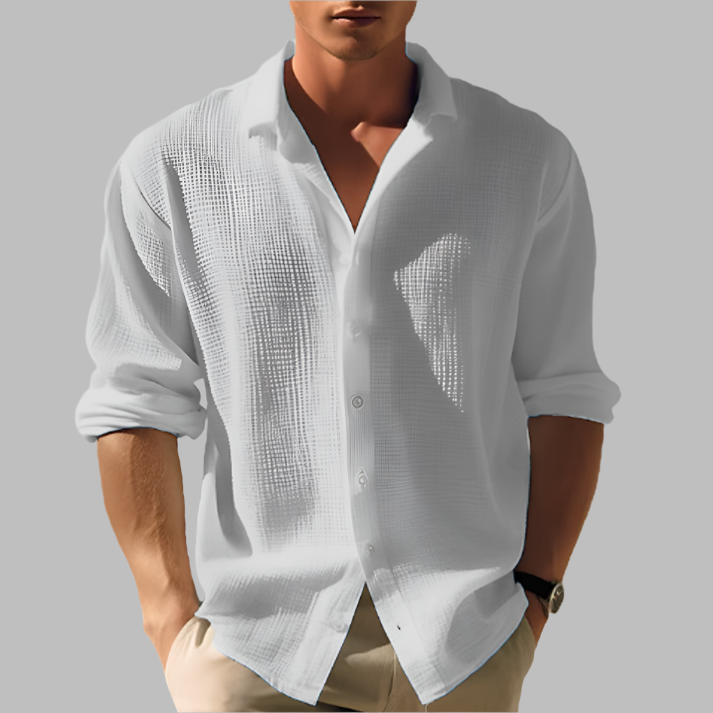 Lightweight Plain Cotton Linen Shirt for Men