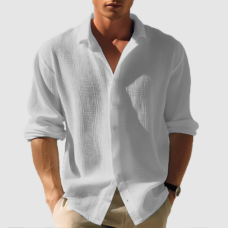 Camicia da uomo a maniche lunghe in materiale leggero e traspirante