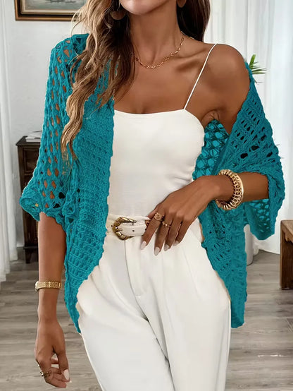 Oversized cardigan with hollow-out design