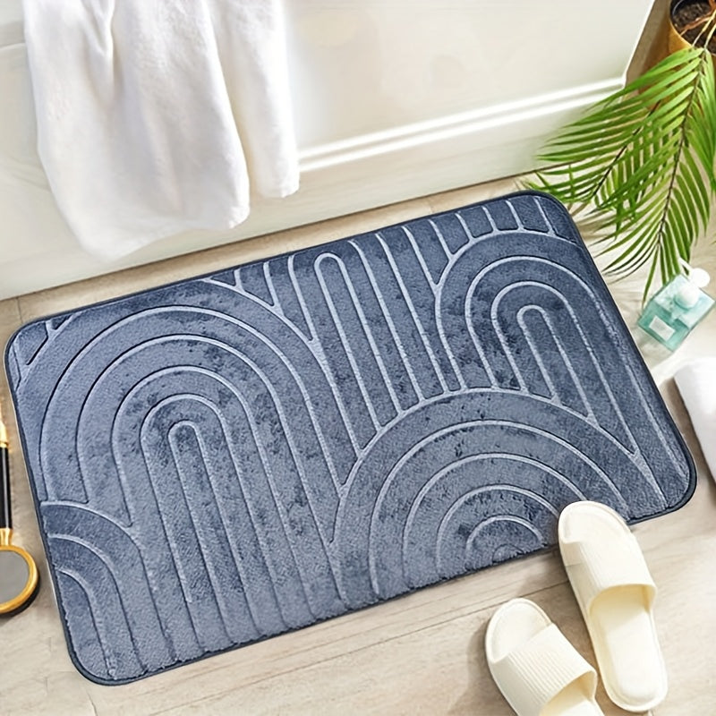 Tapis de bain géométrique antidérapant – Confortable et élégant pour votre salle de bains