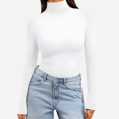 Top da donna a maniche lunghe con collo alto