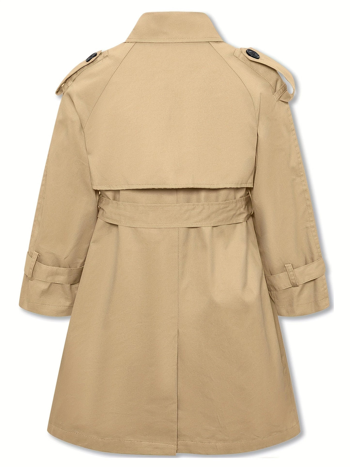 Girls' trench coat with classic button closure and collar tunic jacket with belt - Hanie