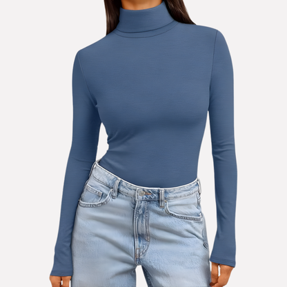 Top da donna a maniche lunghe con collo alto