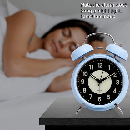 Silent Luminous Alarm Clock – Black Metal Clock for Heavy Sleepers