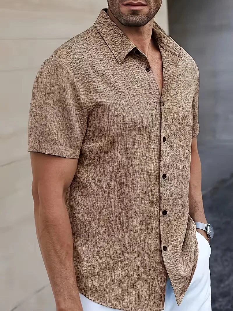 Chemise à manches courtes coupe régulière avec col en V