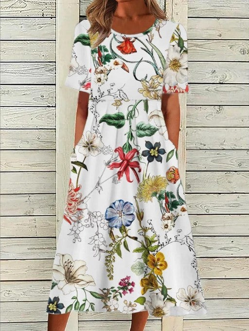 Printed Midi Dress - Nona