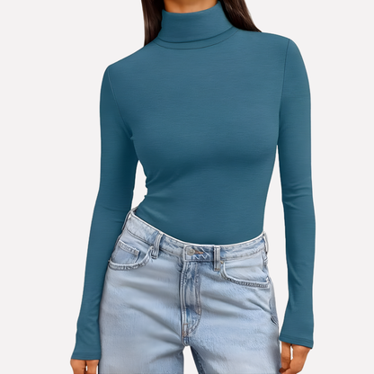Top da donna a maniche lunghe con collo alto