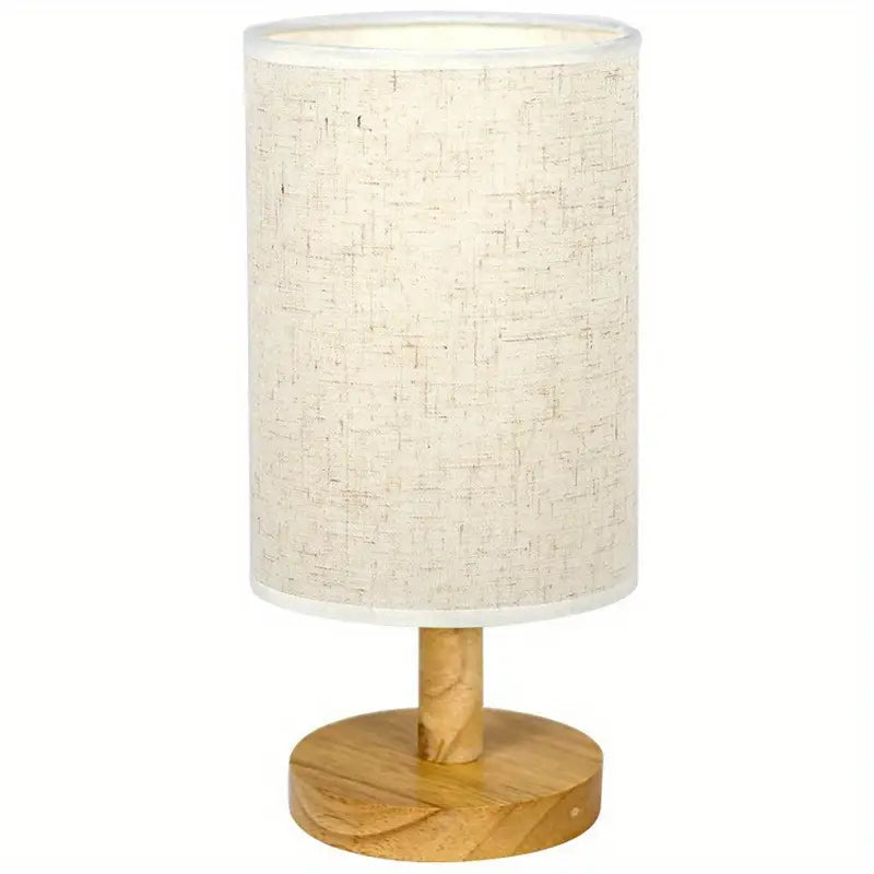 Minimalist Table Lamp with Wooden Base and Fabric Shade for Ambient Light