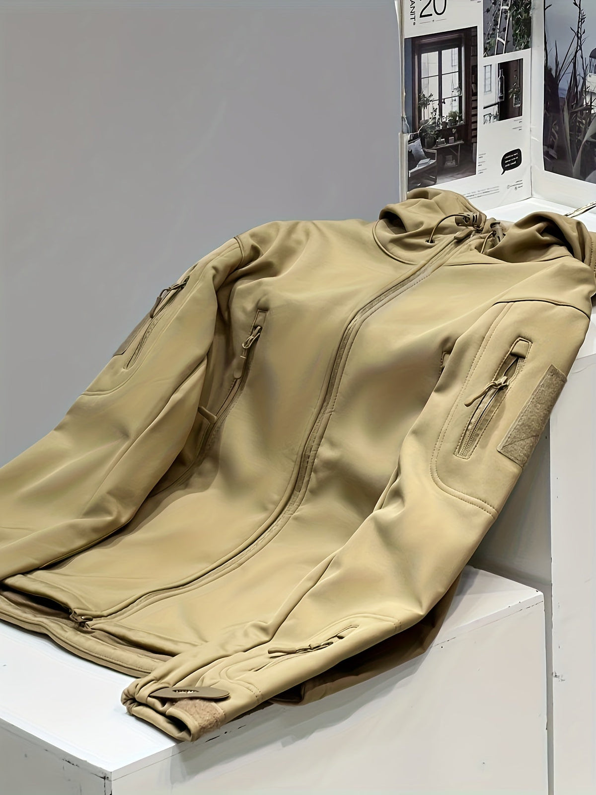 Chaqueta softshell para hombre para actividades al aire libre, con capucha y forro cálido cortavientos