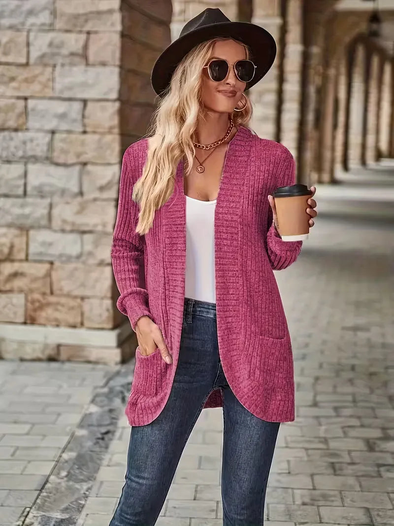 Open vest with ribbed texture