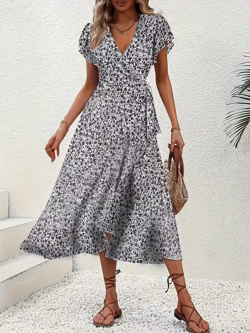 Robe portefeuille à fleurs