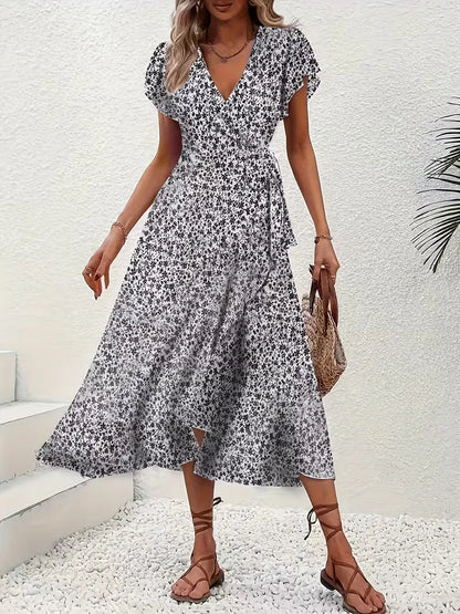Robe portefeuille à fleurs