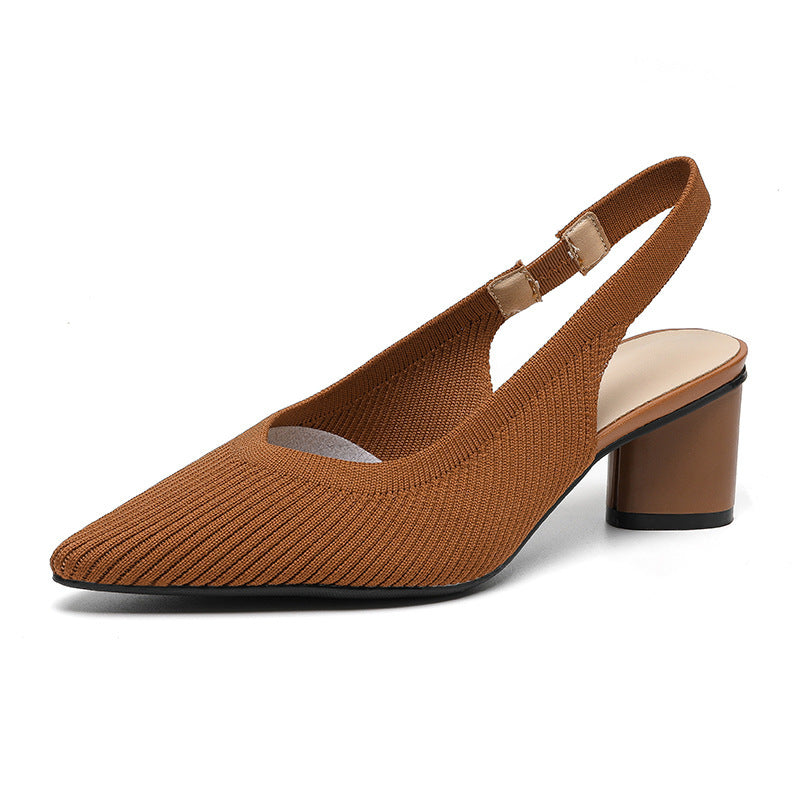 Slingback Heels – Ladies' Pumps with Pointed Toes and Low Block Heels for Elegance and Comfort