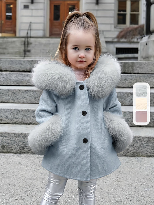 Abrigo de piel sintética con capucha para niñas pequeñas - Princesa