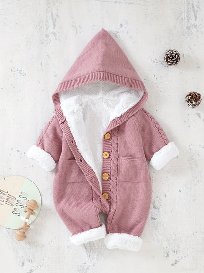 Baby knitted jumpsuit with hood – Warm and comfortable