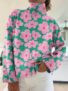 Ladies Soft Oversized Knitted Roll Neck Jumper with Floral Print