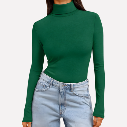 Top da donna a maniche lunghe con collo alto