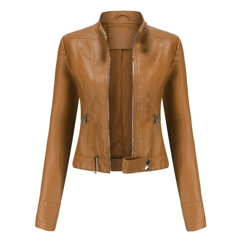 Leather Ladies Jacket with Pockets - Sanda
