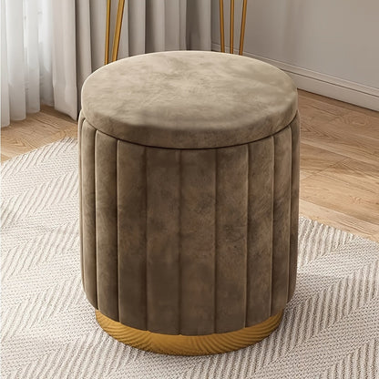 Puf de almacenamiento de estilo nórdico y elegante – Redondo, con espacio de almacenamiento y acabado de espejo