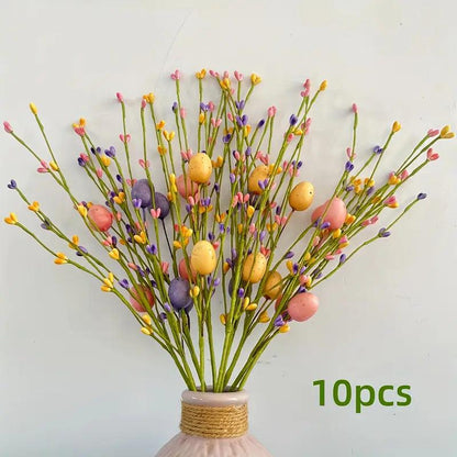 Ramas decorativas de Pascua con huevos de colores para una alegre decoración primaveral