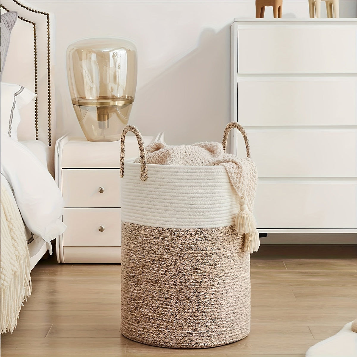 Stylish Two-Tone Laundry Basket - Space for More, Handy and Durable