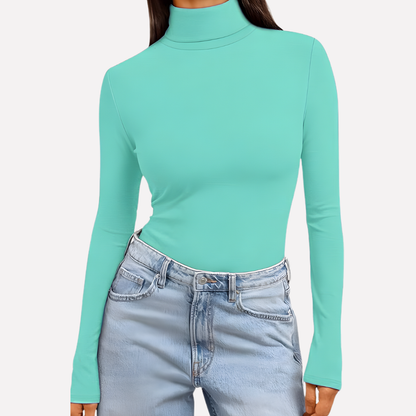 Top da donna a maniche lunghe con collo alto
