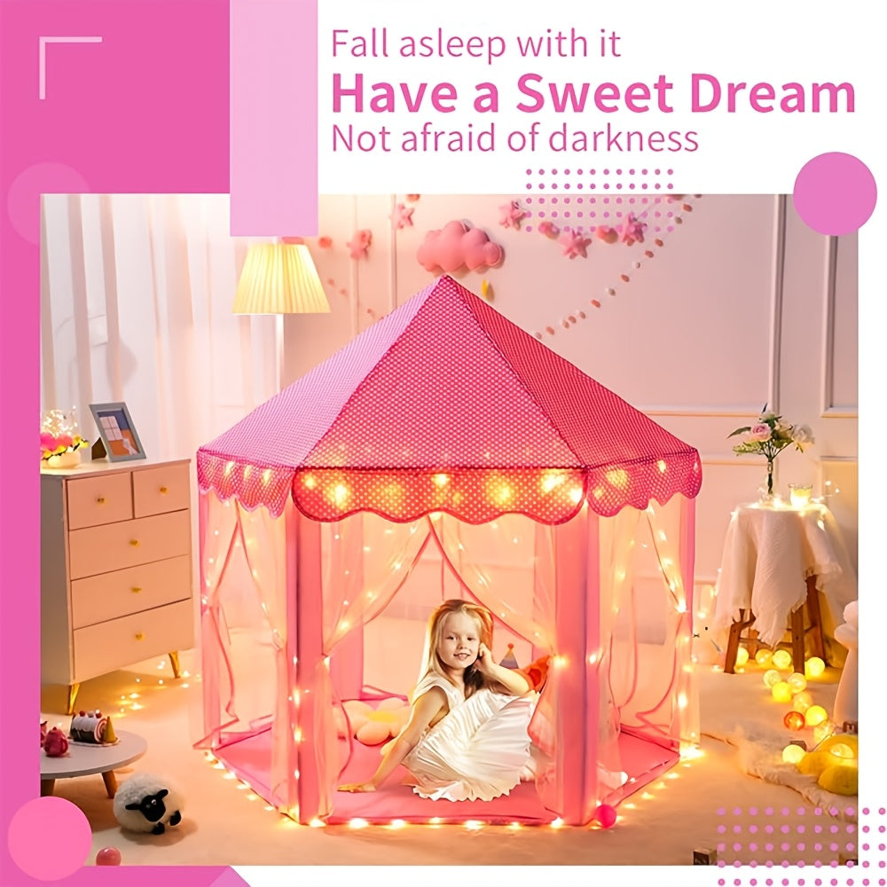 Tenda da gioco da principessa con luci a forma di stella – Perfetta per giocare in casa o all’aperto