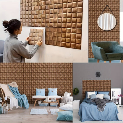 Paneles de pared 3D autoadhesivos con textura de madera y diseño impermeable para interiores
