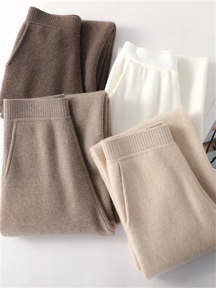 Pantaloni comodi da donna in cashmere - Morbidi e caldi, con vita elasticizzata