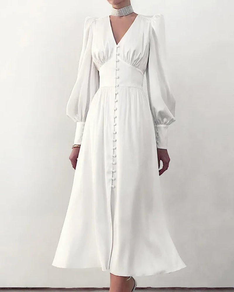 Satin Maxi Dress with V-Neck for Women