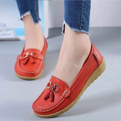 Leather Ballerina Flats with Cut-Out Design and Ultimate Comfort