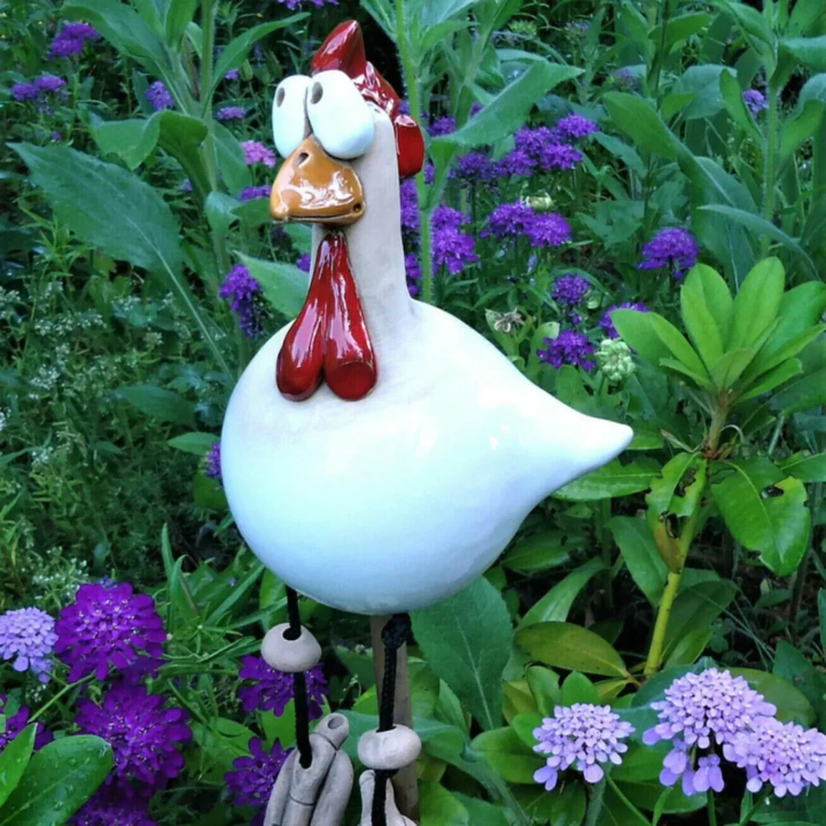 Decorazione da giardino a forma di galline giocose - Allegri accessori da esterno
