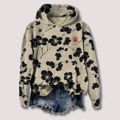 Lightweight Hoodie with Floral Print and Hood