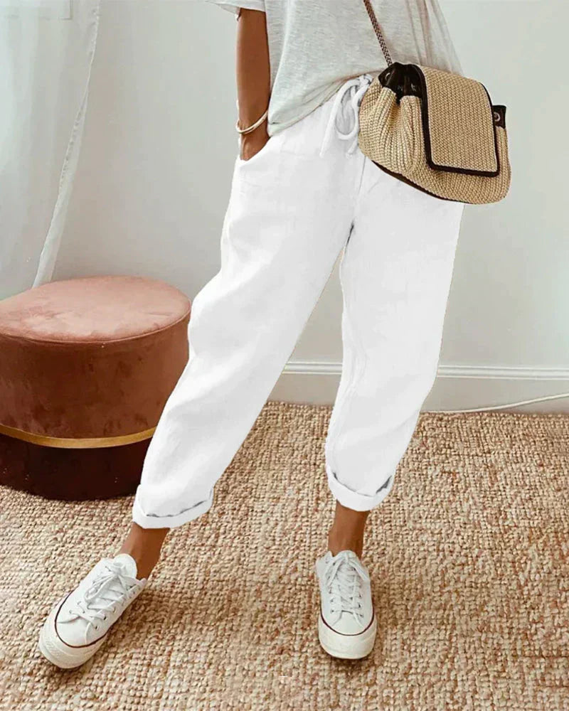 Yanna - Pantaloni casual in lino da donna