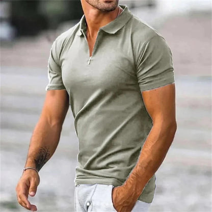 Men's Polo T-Shirts with Round Collar and Half Zip - Konrad