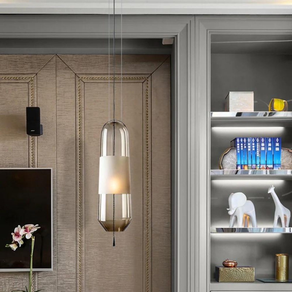 Scandinavian Pendant Light with Galvanised Glass