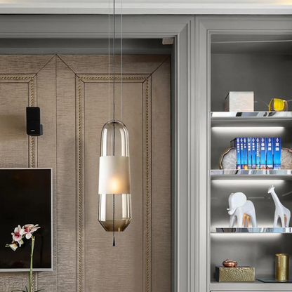 Scandinavian Pendant Light with Galvanised Glass