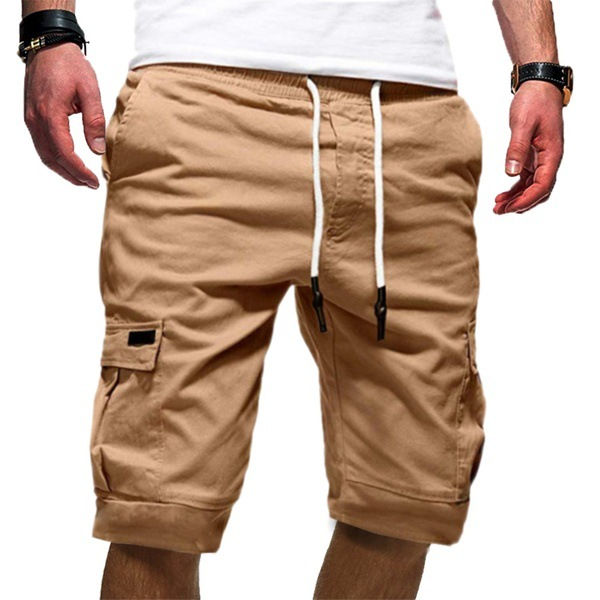 Pantalones cortos cargo para hombre con cordón ajustable y bolsillos funcionales