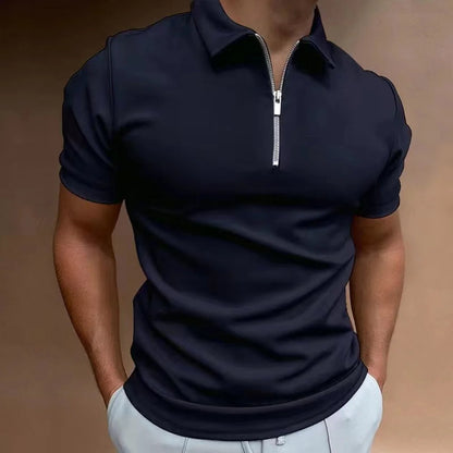 Polo elegante con cuello de cremallera para hombre