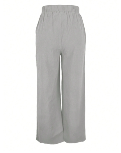 Comfortable Wide Trousers with Elastic Waist and Drawstring for Women
