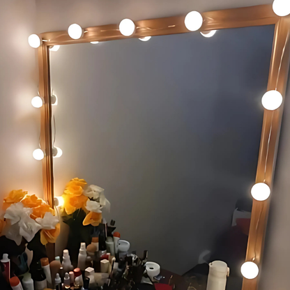 Illuminazione dimmerabile a LED per specchio, con sfere luminose e luce regolabile per il trucco