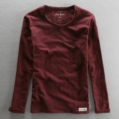 Vintage Cotton Long Sleeve with O-Neck for Men