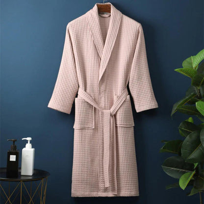 Lightweight Waffle Cotton Bathrobe for Couples