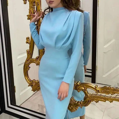 Solena – Elegant Bodycon Dress with Turtleneck for Autumn and Winter